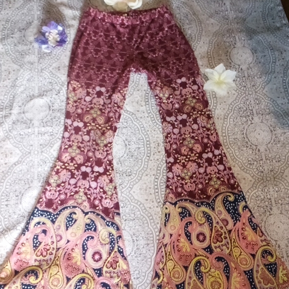- "Love Fire" boho print  flare pants - Picture 9 of 15